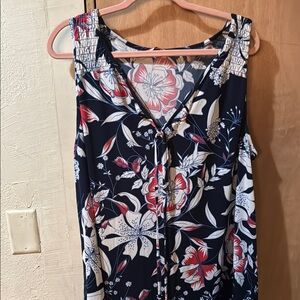SJS Floral Tank Top - Navy, Red, White